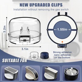 5 Pack Stove Knob Safety Cover, 2025 Upgraded Push Button Gas Stove Knob Lock, Child Safety Oven Lock Knob Cover, High Temperature Resistant, Adhesive, Transparent Color