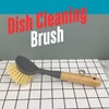 Afnax Dish Brush with Handle Built in Scraper, Bamboo Scrubbing