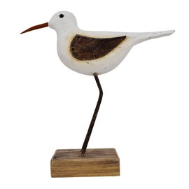 Morning View Wooden Sea Birds Decor Wood Seagull Statue Bird Figurines Seabird Statue Standing Seagulls Decorations Coastal Sculpture Nautical Beach Ocean Home Table Garden Yard Lawn Outdoor 9.4 Inch