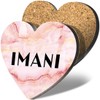 1 x Heart Coaster - Name Imani Marble Stone Texture