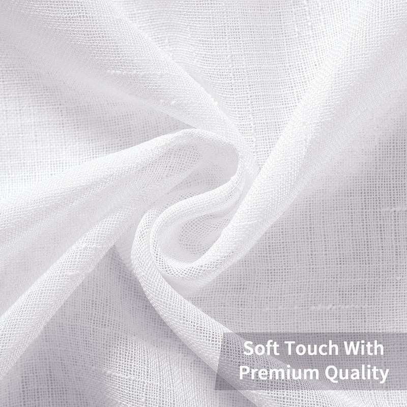MIULEE 2 Panels Natural Linen Sheer Window Curtains Elegant Solid
