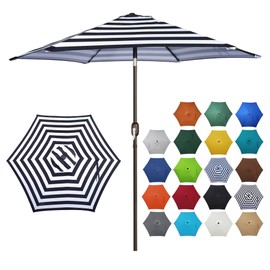 Blissun 7.5 ft Patio Umbrella, Yard Umbrella, Outdoor Market Umbrella with Push Button Tilt Crank (Black&White)