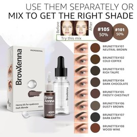 Henna + Hyaluronic Base Kit for eyebrows; Henna y acido hialuronico para cejas (205 Dark Blonde)