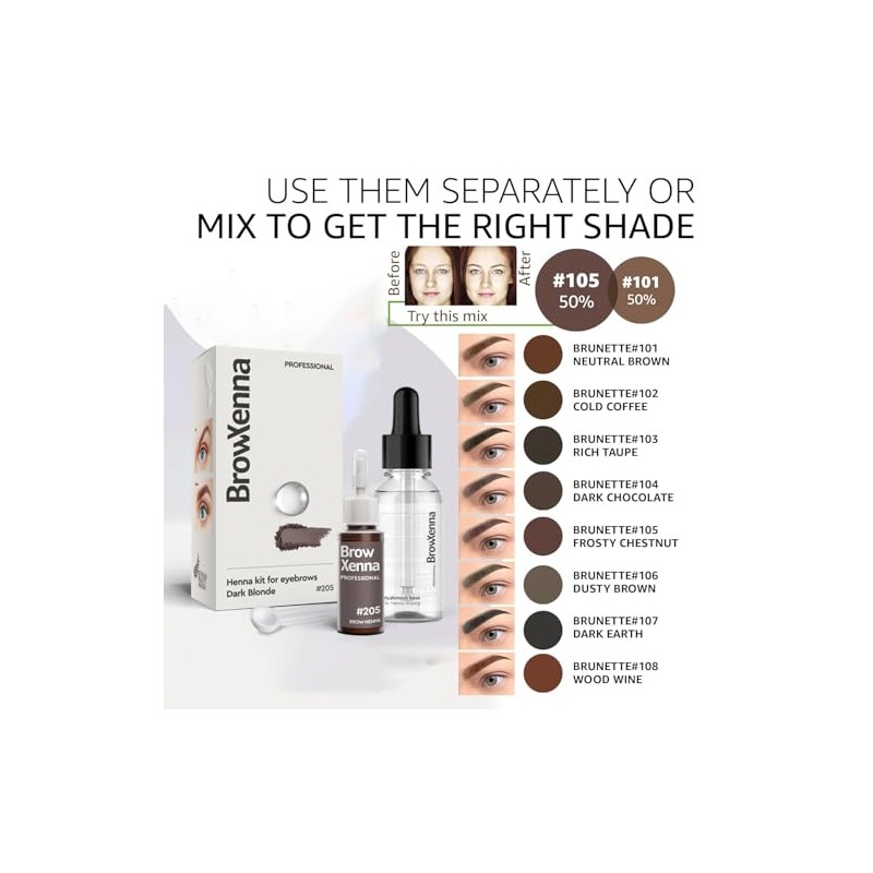 Henna + Hyaluronic Base Kit for eyebrows; Henna y acido
