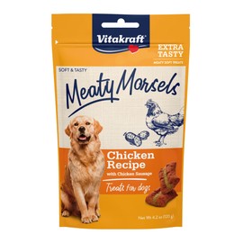 Vitakraft Meaty Morsels Treats for Dogs - Chicken with Pork Sausage - Super Soft Dog Treats for Training - Two Layers of Gently Oven-Baked Meaty Goodness