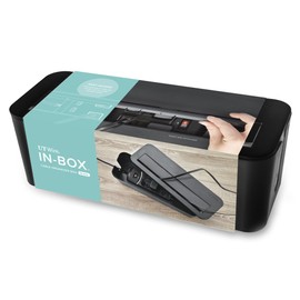 in-Box Extra Large Cable Organizing Management Box for Under Desk Surge Protector Concealer Black
