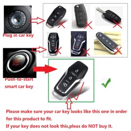 M.JVisun Genuine Carbon Fibre Cover Case Key Shell for Ford Mustang Car Key Fob - For Mustang Logo - 3 Buttons - Red