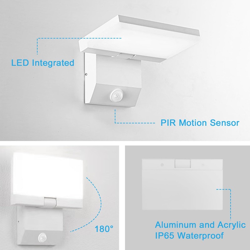 PEBIN Wired Motion Sensor Outdoor Lights Fixtures LED 18W Modern