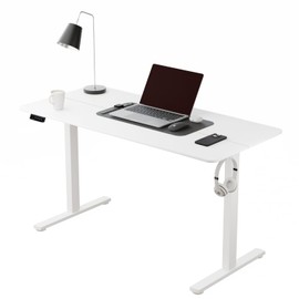 ERGOMAKER 43" Electric Standing Desk, Adjustable Height, Sit Stand Up Desk for Home Office & Computer Workstations, Memory Controller, White