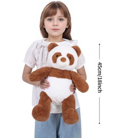 FFxiong 18" Panda Stuffed Animal Plush Toy Cute Soft Body Plushies Doll Kawaii Giant Panda Bear, Room Decoration Brown Bear Throw Pillow, Gift for Kids Boy Girl Birthday Valentines