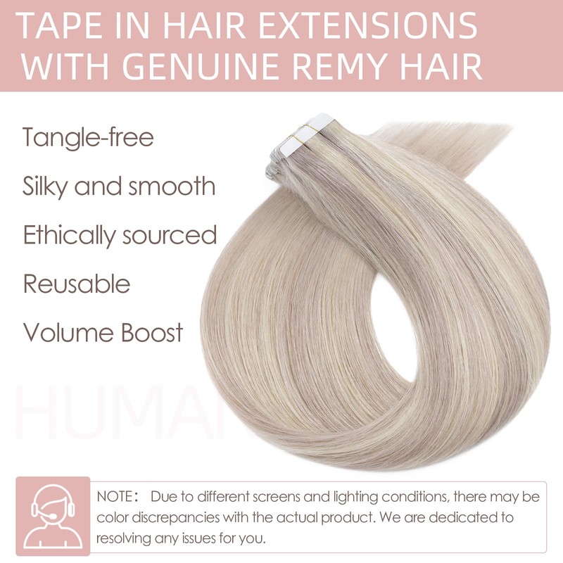 20 + 40 Pieces Real Hair Tape Extensions