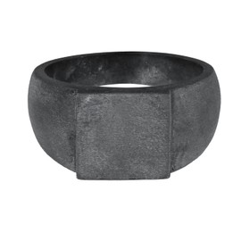 Kuzzoi Signet Ring Men's Ring Oxidised Band Ring Solid (11 mm) in 925 Sterling Silver, Robust Biker Jewellery with Rectangular Surface, Ring for Men in Ring Size 54 - 66, 0605991722, Sterling Silver