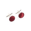 Plain Satin Solid Colour Classic Silver Metal Cufflinks (Maroon)