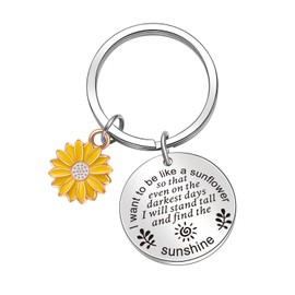 ORZOESD Sunflower Lover Keychain Positive Gift Spiritual Floral Keychain Best Friend Jewelry, Sunflower Lover Keychain, Default