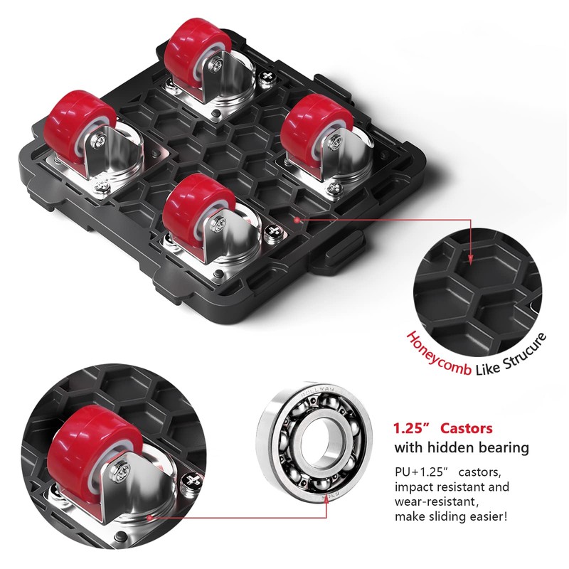 ONEON Add-on 4Pack Connectable Dolly Furniture Movers with 360° Rotating