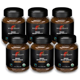 Mount Hagen Instant Espresso Coffee 6 Pack, Eco-friendly Organic Espresso Coffee Made From Medium Roast Arabica Beans, Freeze Dried Instant Coffee, Fair-Trade, Kosher [6x1.76oz/50g Jar]