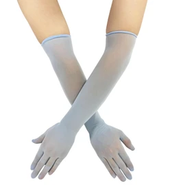 ZUYPSK Guantes largos de malla transparente para mujer, para fiesta de noche, de noche, para ópera, Azul / Patchwork, Talla única