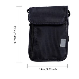 JOCXZI Black Neck Pouch Chest Bag Men's with Adjustable Neck Strap Travel Document Wallet Organiser for Passport, Cash, Cards, Keys