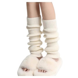 VUCDXOP Women's Long Leg Warmers Women Girls Winter Crochet Knitted Leg Warmers Leg Warmers Knee Stockings Overknees, One Size, Beige #1