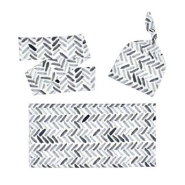 Newborn Baby Swaddle Wrap with Matching Top Knot Hat and Hair Band ，Newborn Photography Prop (Gray)