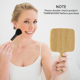 YEAKE Hand Mirror,Natural Bamboo Handheld Mirror with Handle, Single-Sided Portable Travel Vanity Mirror for Men & Women,6.9" W x 9.9" L