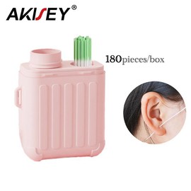AKIESY Ear Hole Cleaning Thread, Peach-Scented Deodorizing Ear Cleaning Solution, Piercing Holes Clean Kit, 60/120/180 lines set 1Psc:_180 sticks set