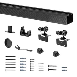 DIYHD 72" Commercial Grade Aluminum Pocket Door Track Kit,Ceiling Mount Box Rail Sliding Door Hardware,Fit MAX Door Width:36"