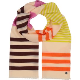 FRAAS Cotton stole with colour blocking stripes, 50 x 180 cm, perfect for spring and summer, Lime green (sunny lime)