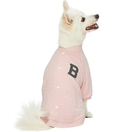 Blueberry Pet Soft & Comfy Baseball Fans Favorite Floral Jacquard Pullover Dog Sweatshirt in Pink, Back Length 14", Pack of 1 Jacket for Dogs