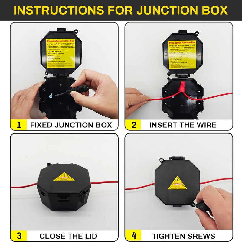 MIARALA Black Open Splice Junction Box (5 Pack),Electrical Splice Box