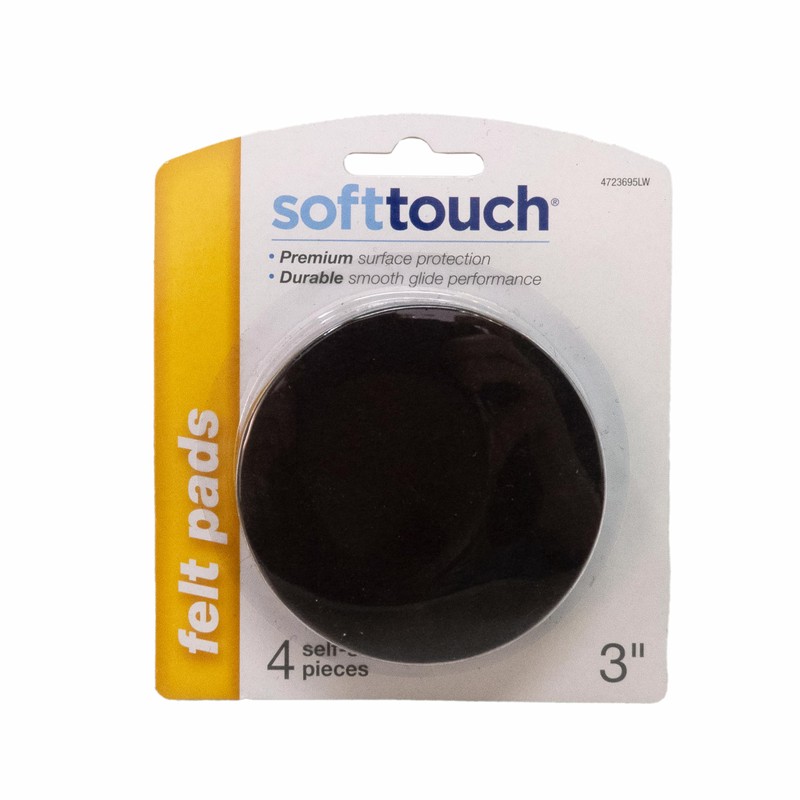 softtouch 3" Round Heavy Duty Self Stick Felt Furniture Pads,
