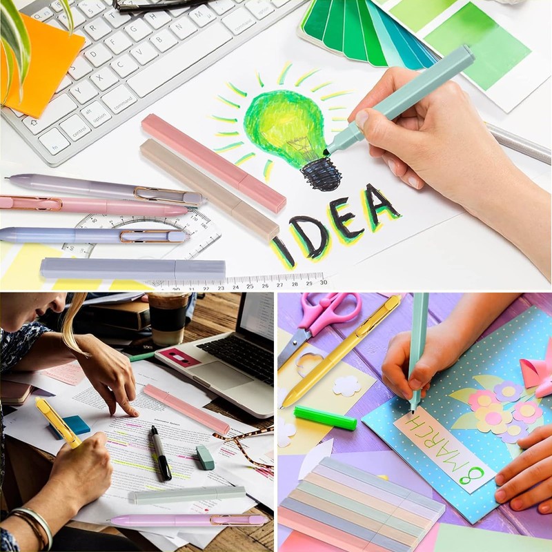 Pack of 12 Highlighters Pastel 6 Pieces Gel Pens Set