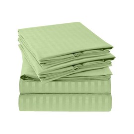 Yarns of Cotton Moss Stripe Full Size Sleeper Sofa Bed Sheet Set - Luxury 100% Egyptian Cotton - 600 Thread Count - Fits Mattresses Up to 6" Inches Deep Pocket