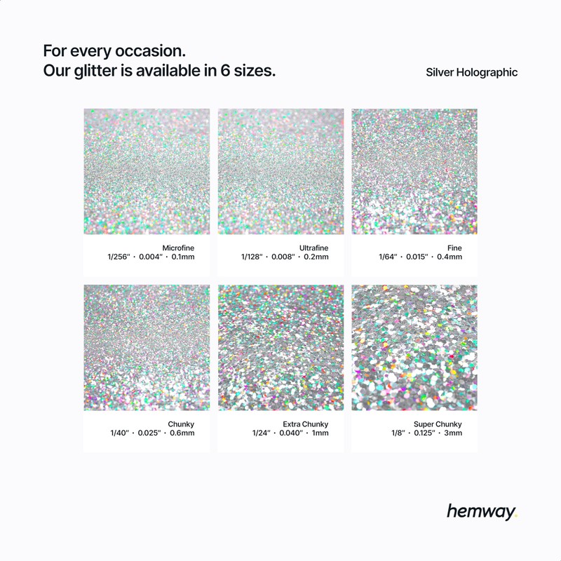 Hemway Resin Glitter Silver Holographic 500g Fine