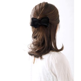 VINGTAINE H7150 Velvet Ribbon Barrette Simple Office Daily Hair Accessory