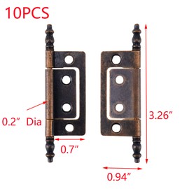 T Tulead Non-Mortise Hinges Door Hinges Iron Butt Hinge Cabinet Hinges 3.26"×0.94" Brown Decorative Hinges Pack of 10 with Mounting Screws