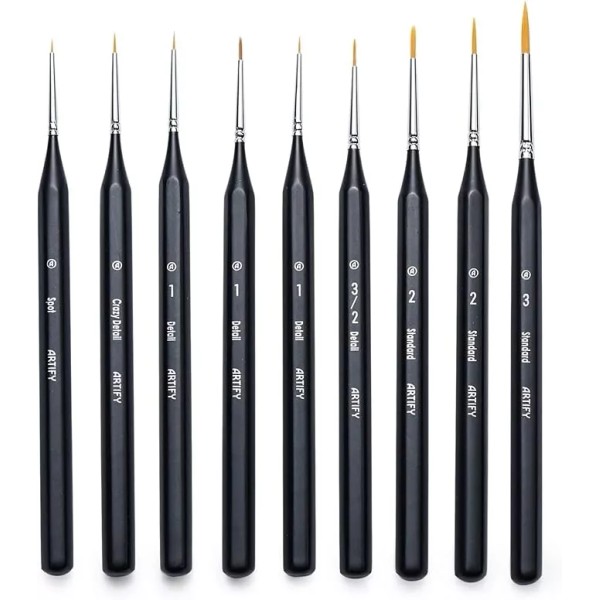 ARTIFY 14PCS Miniature Drybrush Paint Brush Set, Small Detail Model