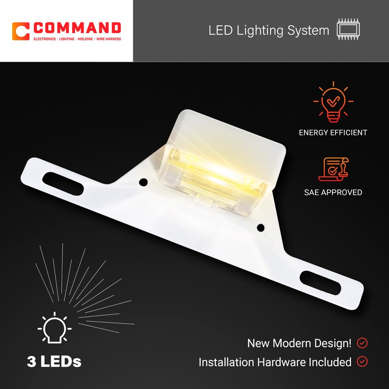 Command Electronics 12V LED License Plate Light with Mounting Bracket