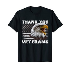 Thank you Veterans Merica Eagle 4th of July American Flag T-Shirt for Women Men