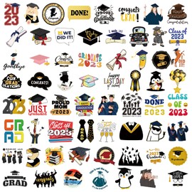 100 Pcs Graduation Stickers 2023, College Stickers, Class of 2023 Stickers for Graduation Decorations, Graduation Party Decorations 2023, Waterproof Vinyl Stickers for Water Bottle, Laptop, Skateboard