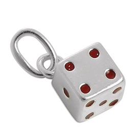 jewellerybox Sterling Silver & Red Enamel Dice Charm