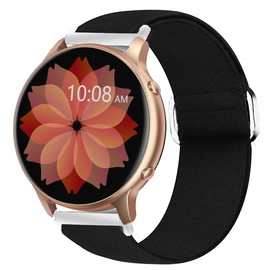 Compatible with TUYOMA Smartwatch Bands,Lamshaw 22mm Stretch Elastics Nylon Adjustable Replacement Strap Accessories for Men & Women Compatible for TUYOMA LW36 Smartwatch-1.32 Inches,Compatible with Truefree Watch GT2/GT1 Smartwatch (Black)