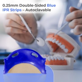 Finishing IPR Strips – Double-Sided Blue 0.25mm Autoclavable QwikStrip Style | Dental Strips for Cement Removal, Finishing & Polishing | Depth Limiting | Ergonomic Grip - 10 Pack