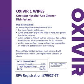 Oxivir Diversey 1 100850922 Disinfectant Cleaning Wipes, Pre-Moistened with Accelerated Hydrogen Peroxide AHP, Unscented, 60 Medium 7x8-Inch Wipes, 1-Slim Canister (Pack of 12)