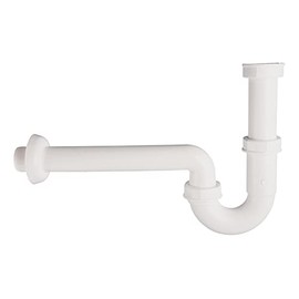 Sanitop-Wingenroth Pipe odour trap for washbasin, siphon washbasin, odour trap washbasin, 1 1/4 x 32 mm, tube siphon with push rosette, plastic, white, 22410 9