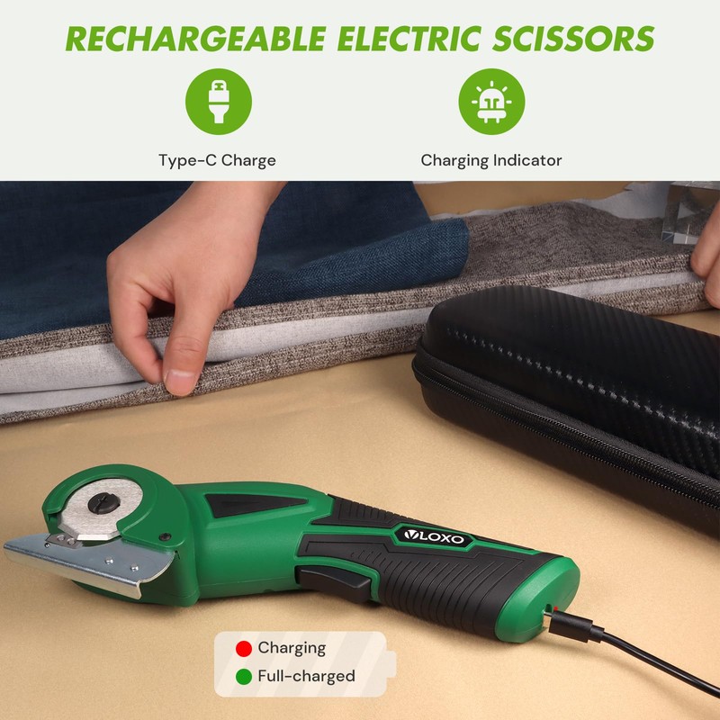 VLOXO Cordless Electric Scissors Upgraded, 4V Electric Cardboard Cutter Rechargeable