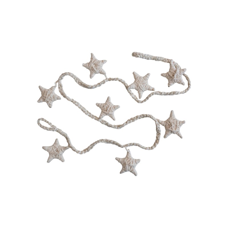 Creative Co-Op Handmade Cotton Blend Star Garland, Natural
