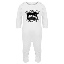 Hippowarehouse Pancake Power Baby Romper All in one Piece Unisex White