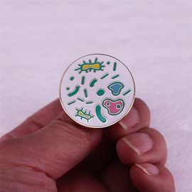 Microbes In Magnifying Glass Enamel Lapel Pin Science Pin. Biology Badge Chemical Organism Metal Brooch Creative Jewelry Gift for Teacher Student Doctor Nurse, Metal