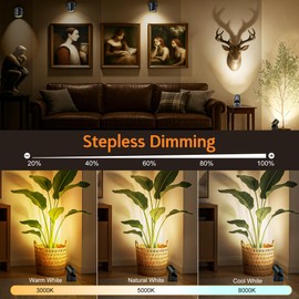 LED Spot Lights Indoor, 7W 120V Uplighting Indoor with Remote Control Dimmable ＆ Timer, 3CCT Floor Spot Lights Stick on Wall Light, Accent Spotlights for Plants Pictures Artwork Home Decoration